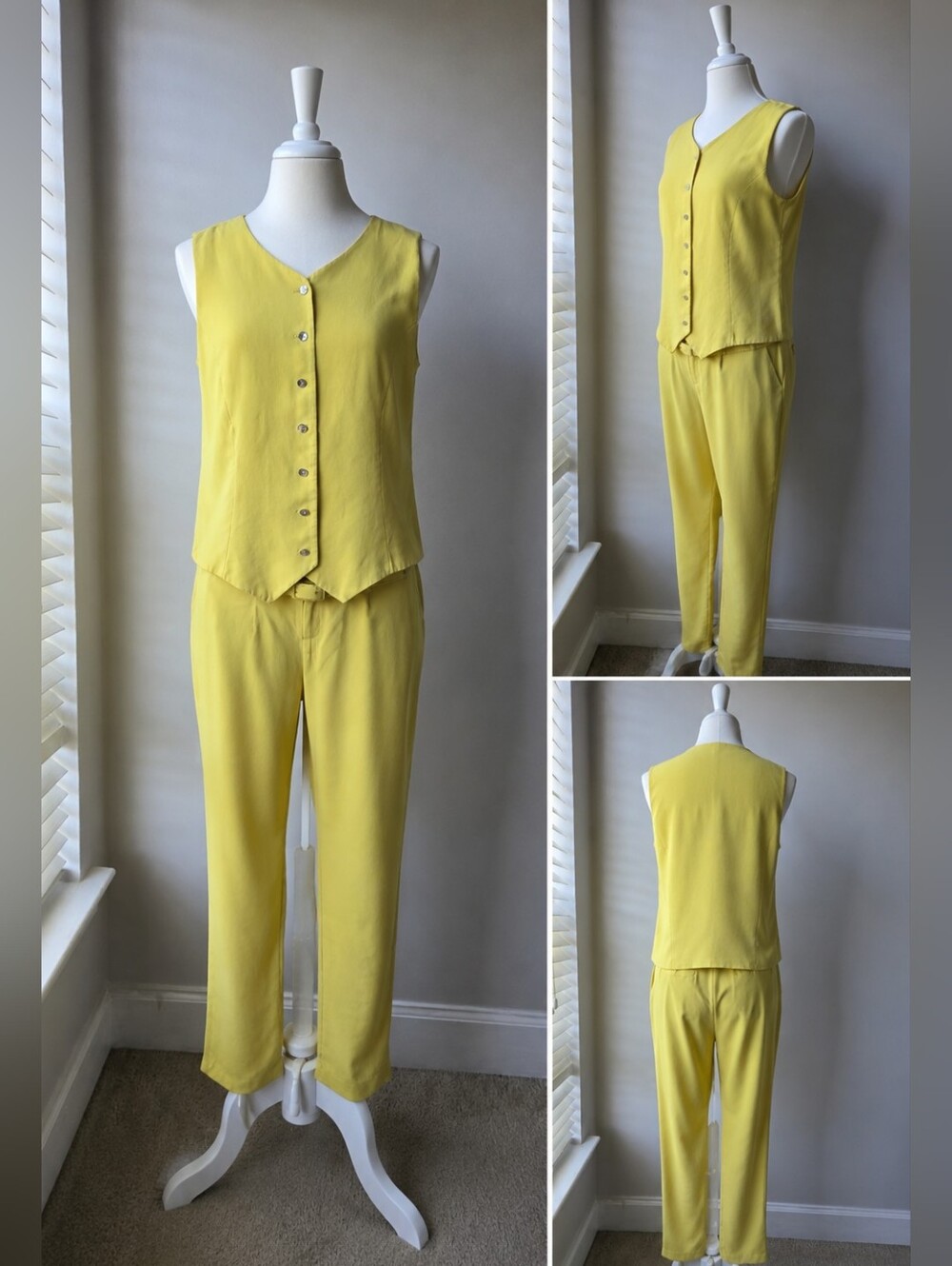Dana Buchman Women’s 2-Piece Set – Size 8 – 100% Silk/Silk Blend – Yellow